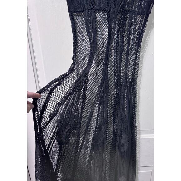 Maje Black Lace Sheer Cover Up Maxi Dress Size 1 - Picture 12 of 15